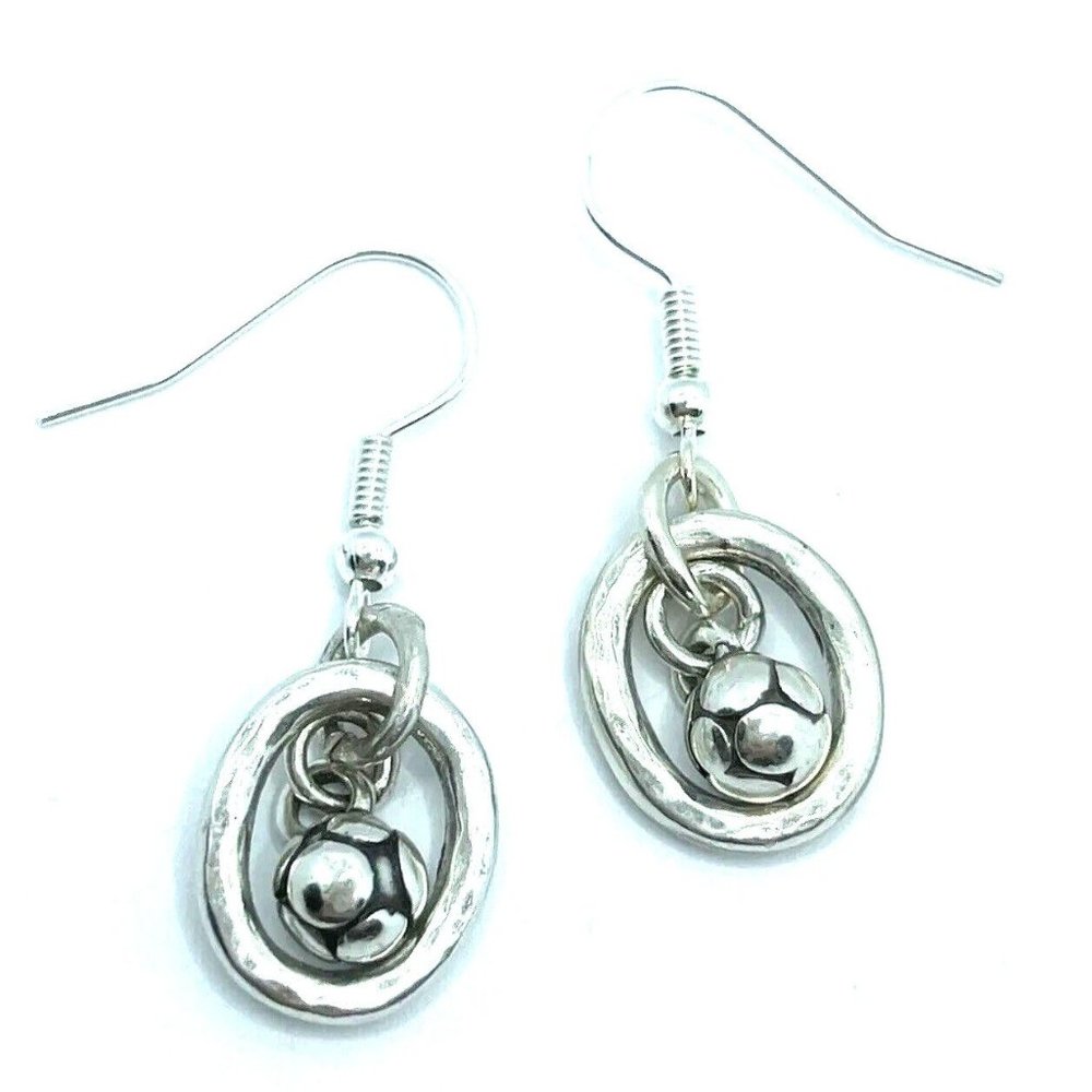 Brighton Pebble Metal Silver Hoops & Beads Hammered Silver Custom Earrings